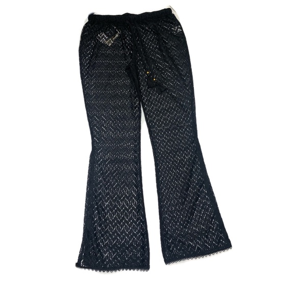 Black Crochet Festival Swim Cover-up Pants - Picture 2 of 12